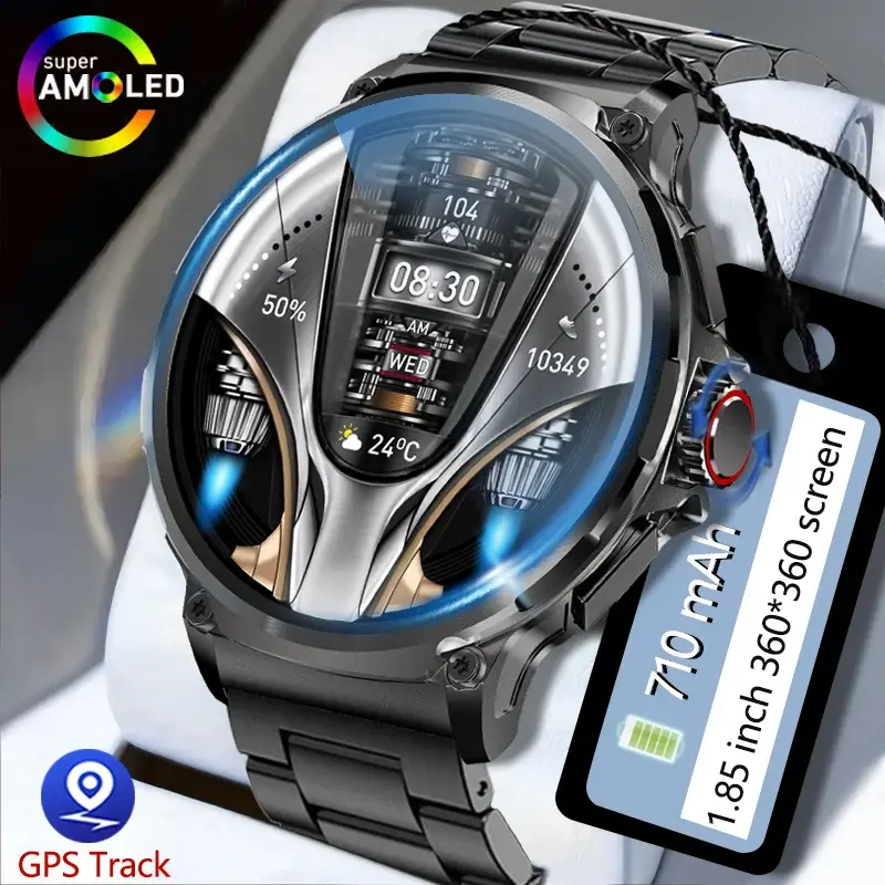 Novo Relógio Inteligente Masculino com GPS 2026, Tela AMOLED Ultra HD de 1.85 Polegadas, Bateria de 710 mAh, Chamada Bluetooth, Smartwatch para Android e iOS - 1