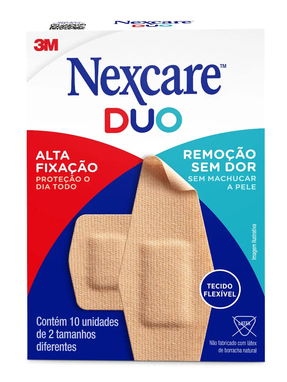 NEXCARE 3M Curativo Duo com 2 Tamanhos 10 Unidades | Alta Fixação e Proteção, Remoção sem Dor, Ideal para Peles Sensíveis, Resistente à Água, Proteção 360°