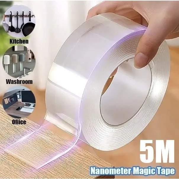 Fita Dupla Face Extra Forte Transparente NanoGel Silicone Mágica Adesiva Cola na Parede Móvel Porta - 1