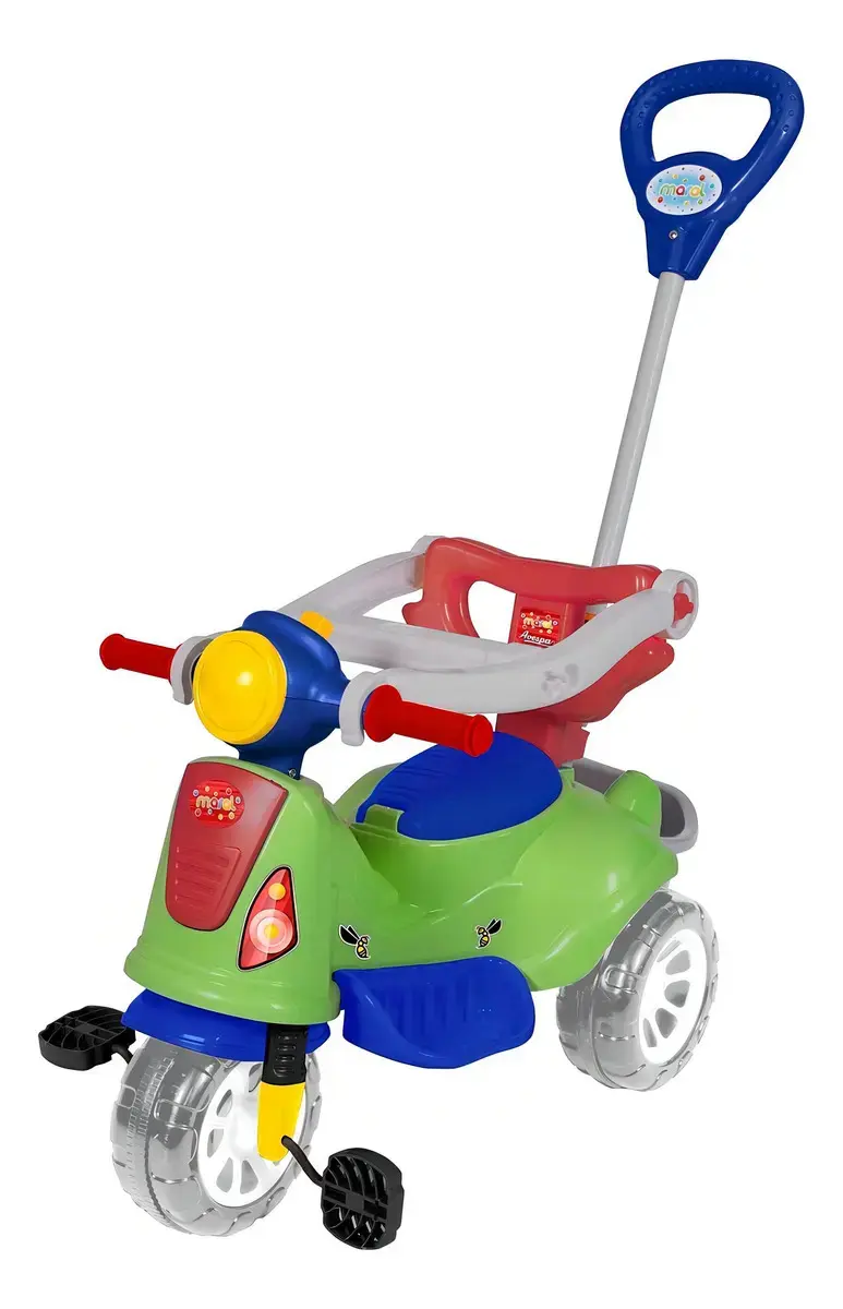 Triciclo Infantil Maral Avespa Verde Passeio e Pedal 1 a 3 Anos