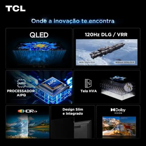 Smart TV TCL 55 Polegadas QLED 4K P7L WiFi Bluetooth Google TV HDR10+ 120 Hz VRR AIPQ 55P7L thumbnail 4