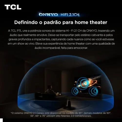 Smart TV TCL 55 Polegadas QLED 4K P7L WiFi Bluetooth Google TV HDR10+ 120 Hz VRR AIPQ 55P7L thumbnail 8