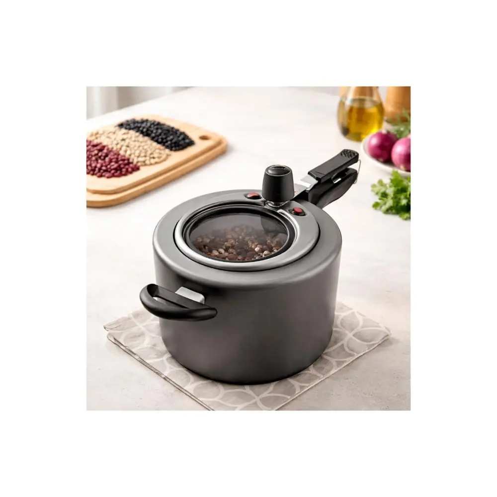 Panela de Pressão com Visor Superior, Alumínio Antiaderente, 120mm, 2 Válvulas de Segurança