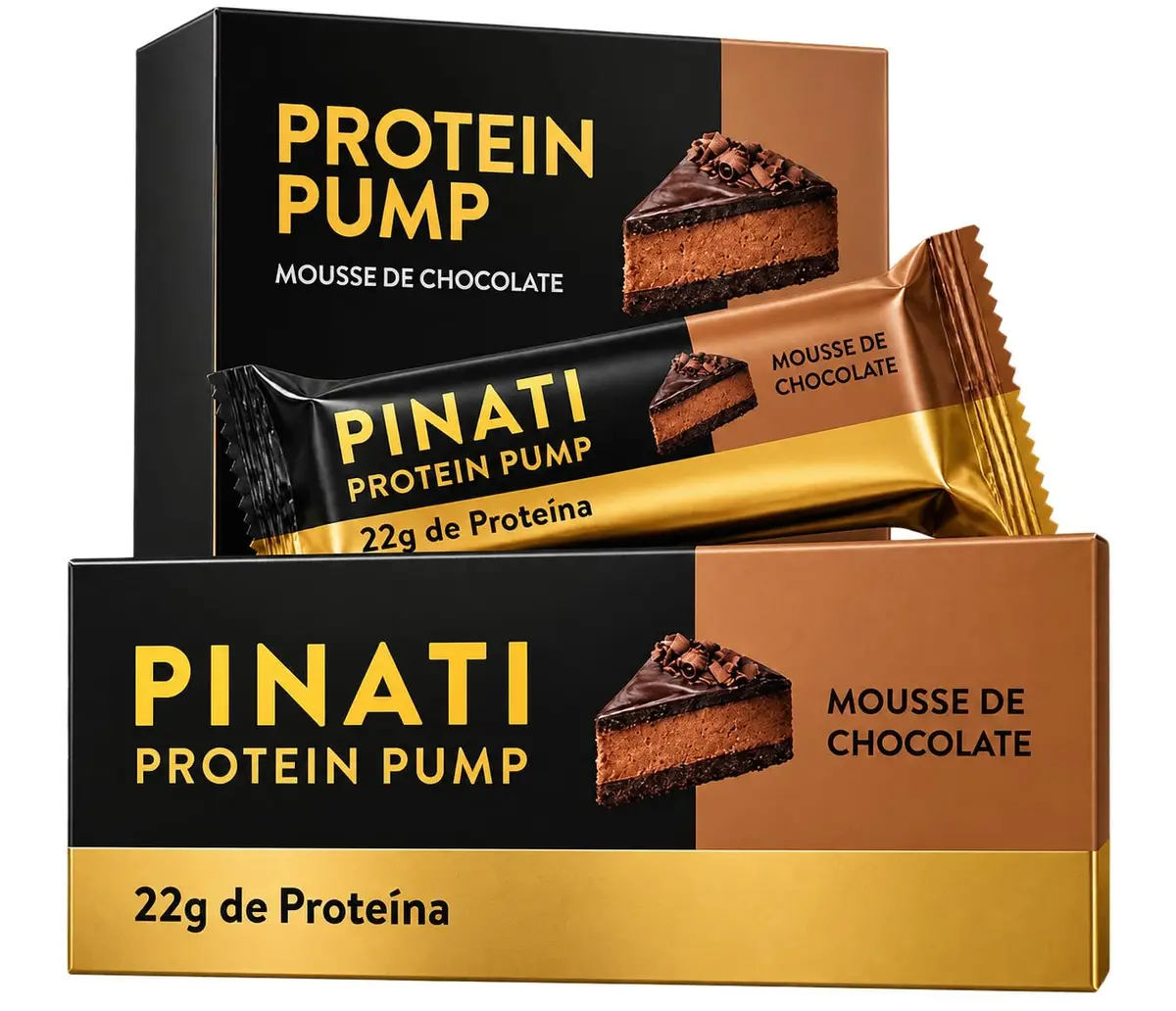 Barra de Proteína PINATI Protein PUMP, Pack com 12 Unidades | Mousse de Chocolate, 22g de Proteína
