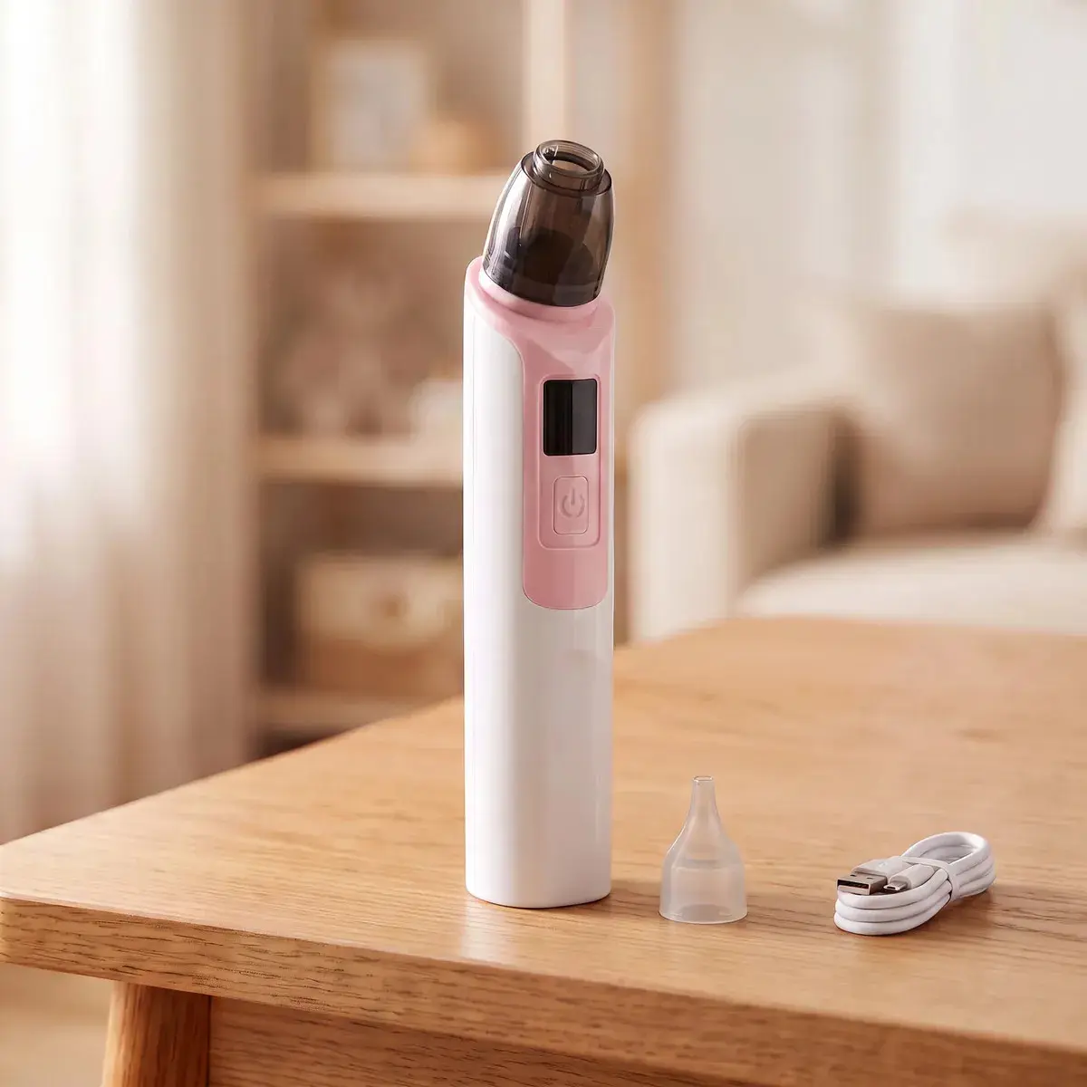 Aspirador Nasal Elétrico Infantil Recarregável Sugador Nasal Bebê 6 Níveis de Sucção 2 Bicos Cabo USB Livre de BPA Inclui Filtro Rosa para Higiene e Limpeza do Nariz de Bebês e Crianças 0 a 24 Meses - 1