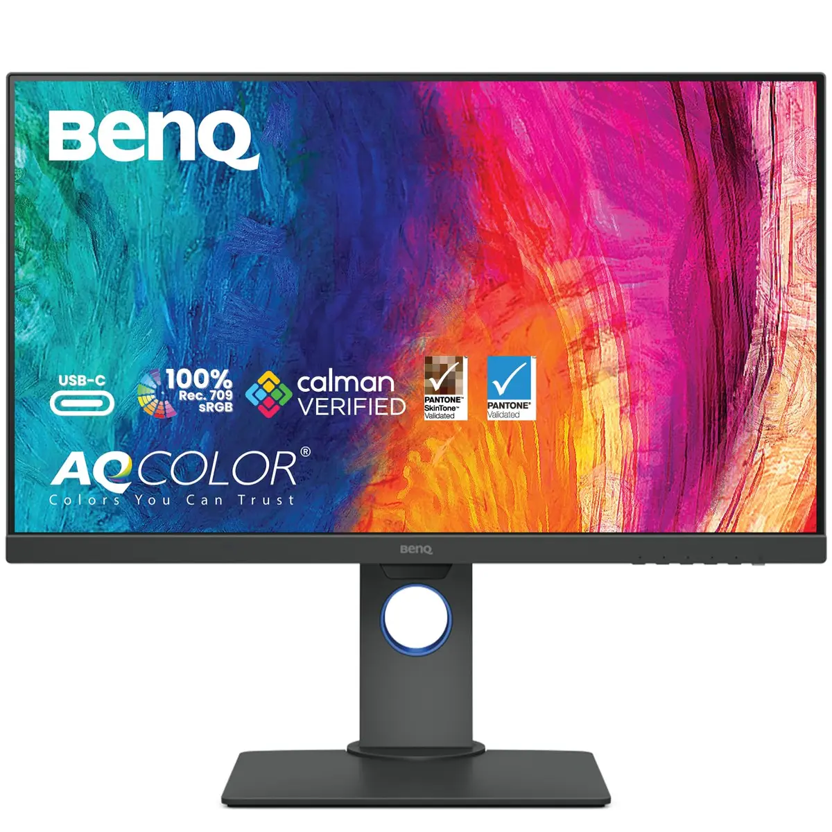 Monitor BenQ PD2705Q QHD com 27", Painel IPS, 100% sRGB e Rec. 709, com Thunderbolt 3 para MacBook, Modo DualView e CAD/CAM, tela Anti-Reflexo, Ajuste de Altura e Brightness Intelligence