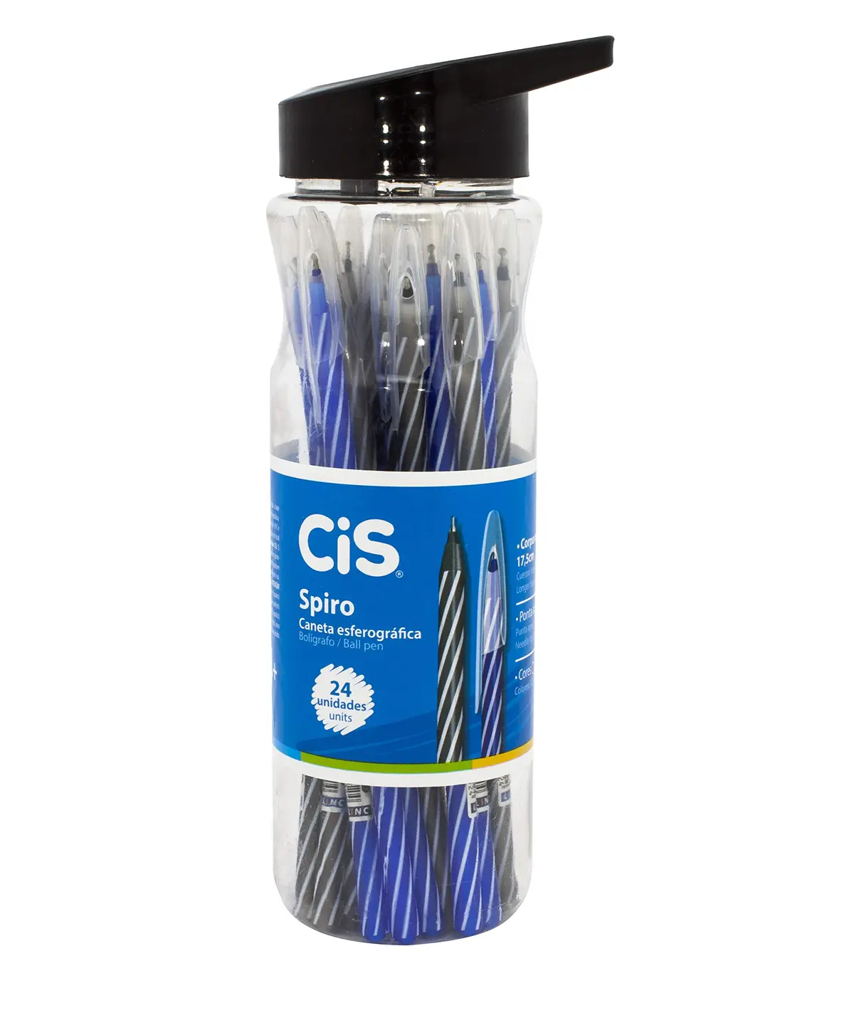 CIS SPIRO Caneta Esferográfica - 57.0800 - Azul e Preta - pacote de 24 unidades