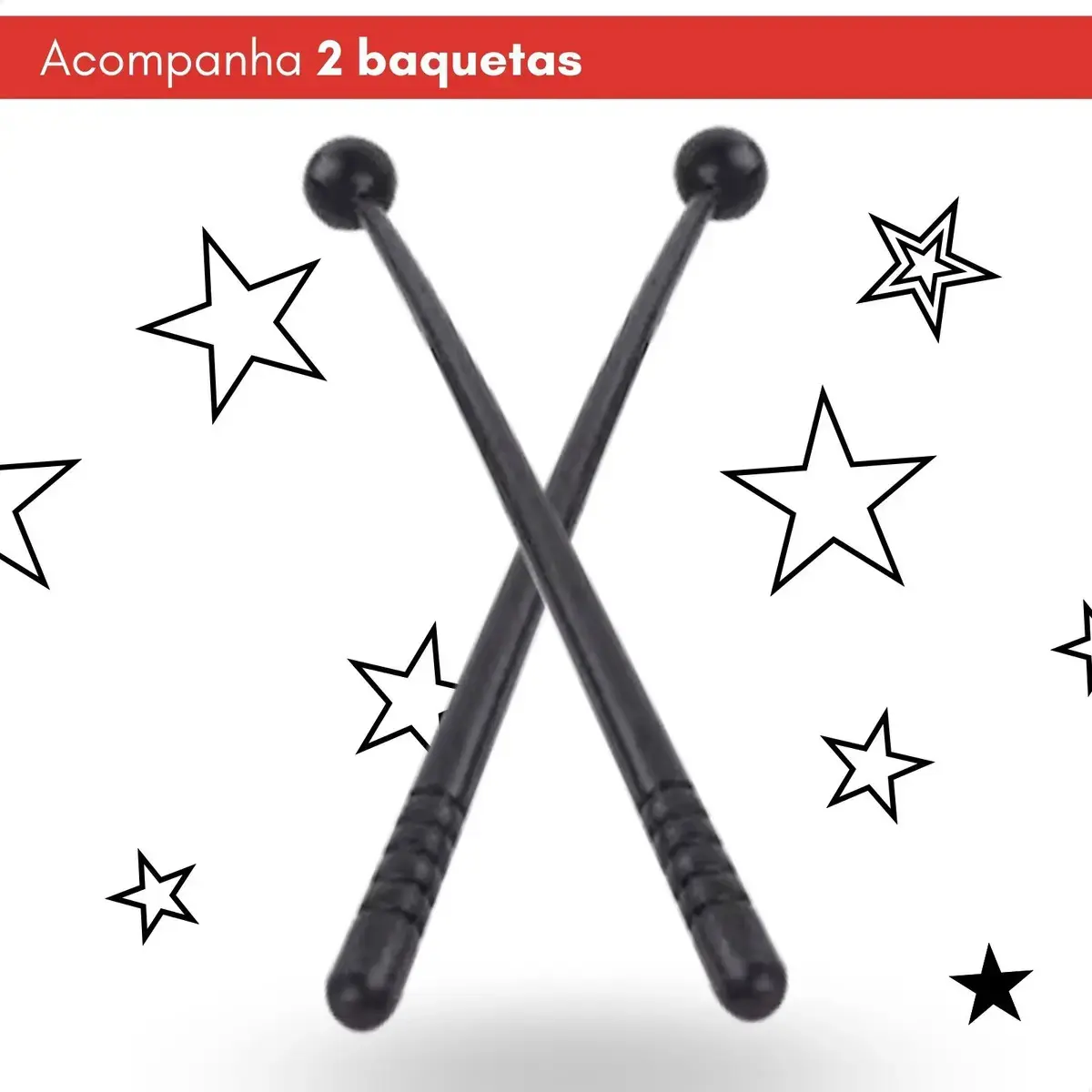 Atentu Mini bateria infantil atentu banquinho brinquedo com 5 tambores vermelho thumbnail 4