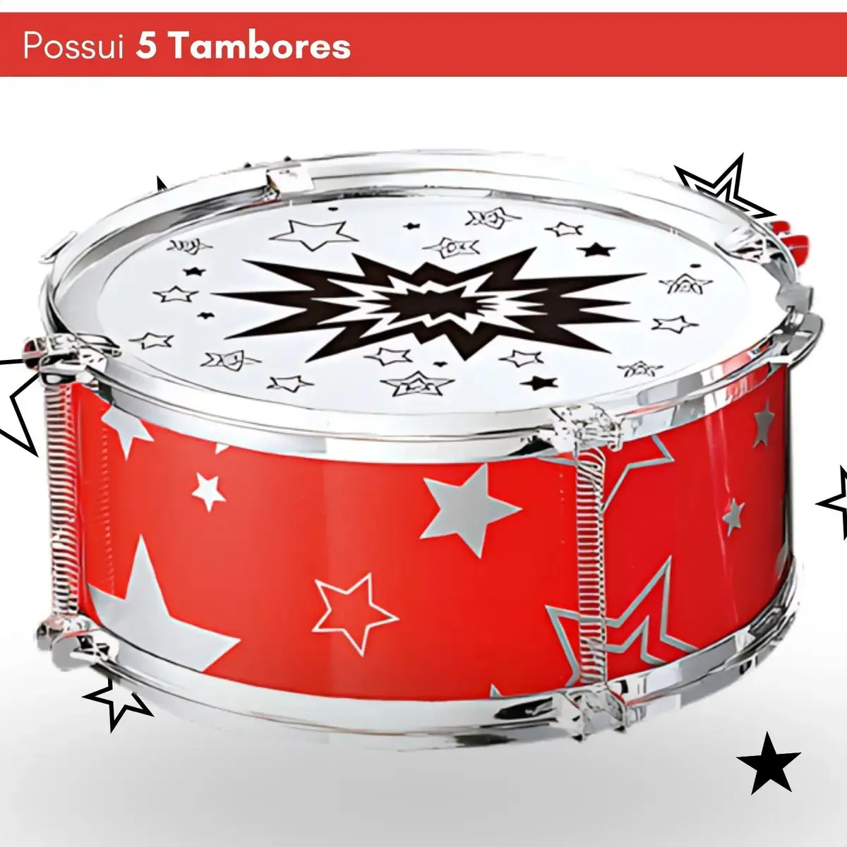 Atentu Mini bateria infantil atentu banquinho brinquedo com 5 tambores vermelho thumbnail 5