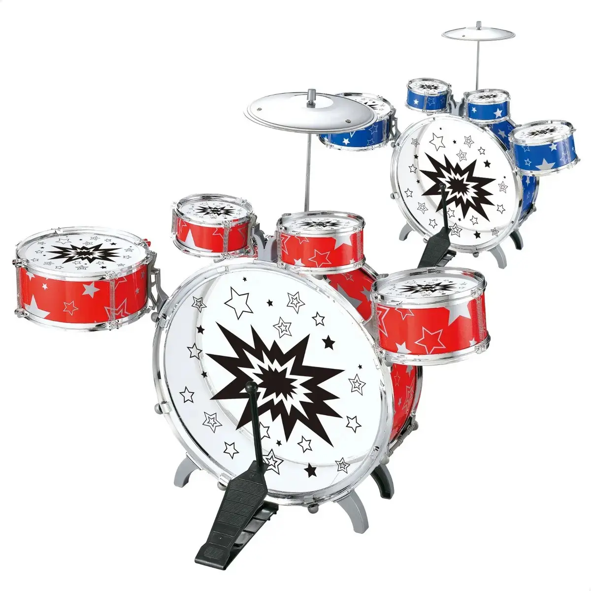 Atentu Mini bateria infantil atentu banquinho brinquedo com 5 tambores vermelho thumbnail 6
