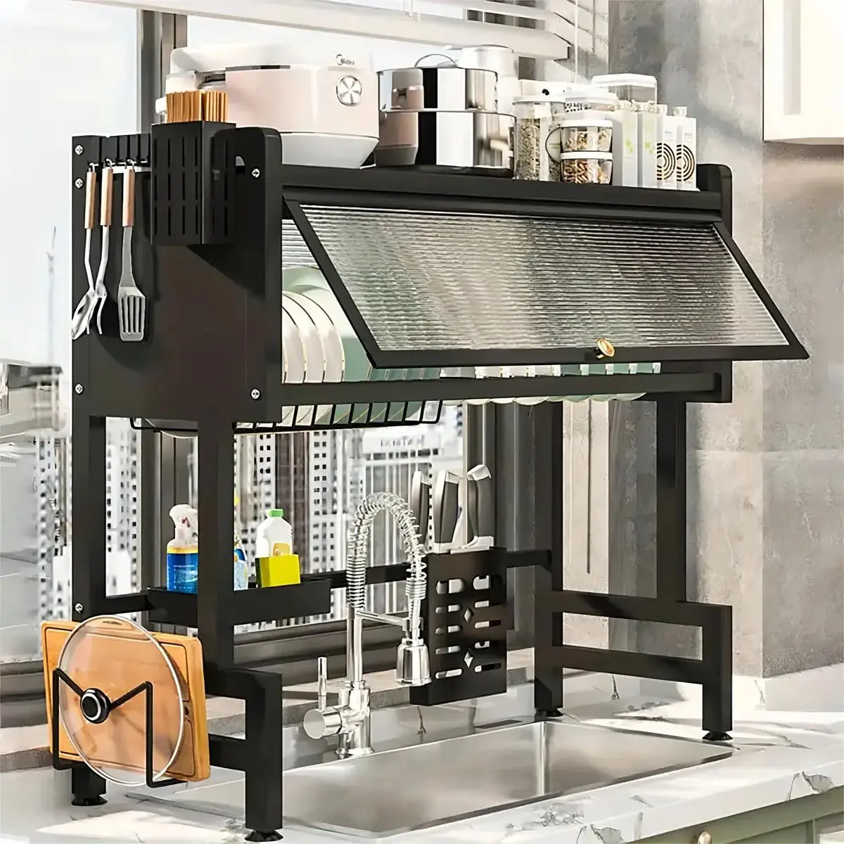 Escorredor de Louça Suspenso,Escorredor de Louça de Parede,Inox,Organizador de Cozinha (85CM)