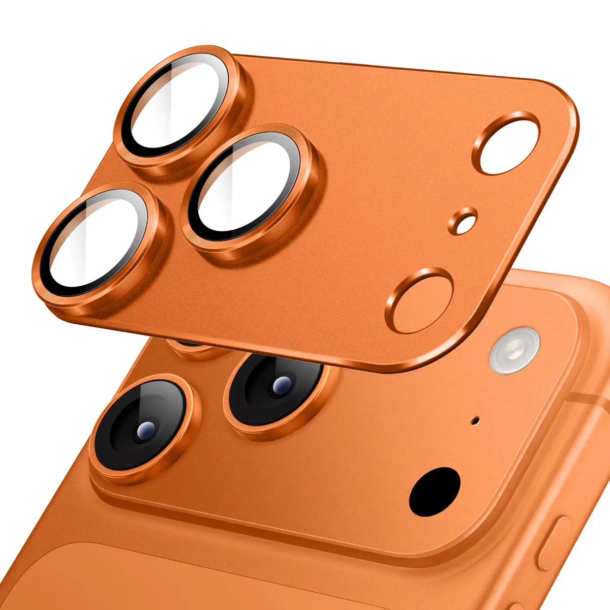 JETech Protetor de Lente da Câmera para iPhone 17 Pro, Laranja, 1 Unidade | 9H Película de Vidro Temperado de Cobertura Total, Acabamento Metálico Fosco, Compatível com Capa, HD Transparente - 1