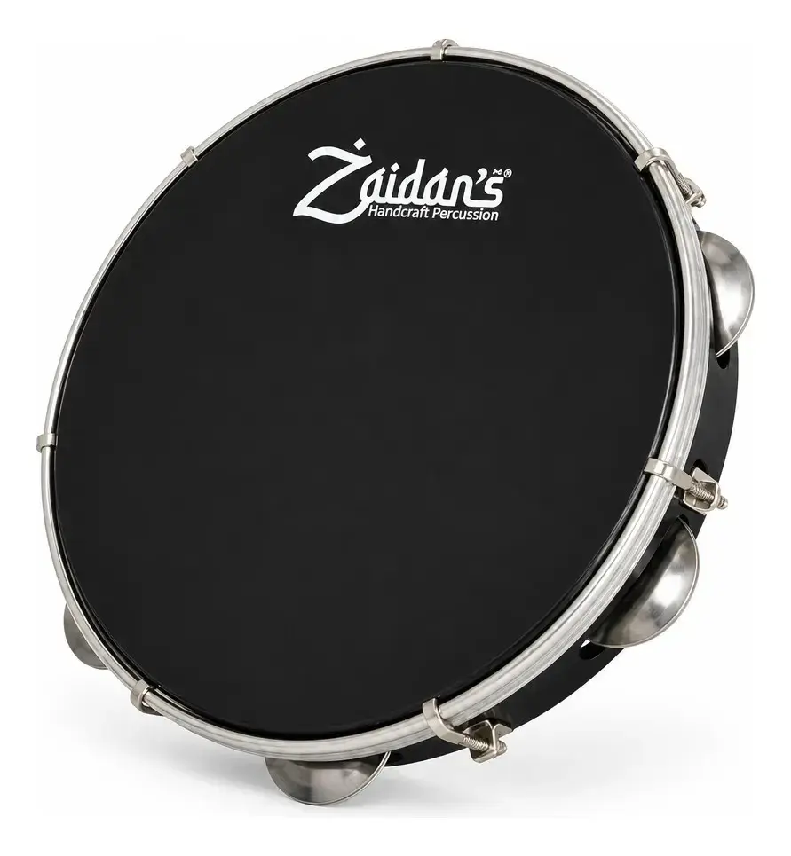Pandeiro Profissional Abs Preto 10 Polegadas Pele Preta Marca Zaidan's Samba Pagode Percussão Instrumentos Musical