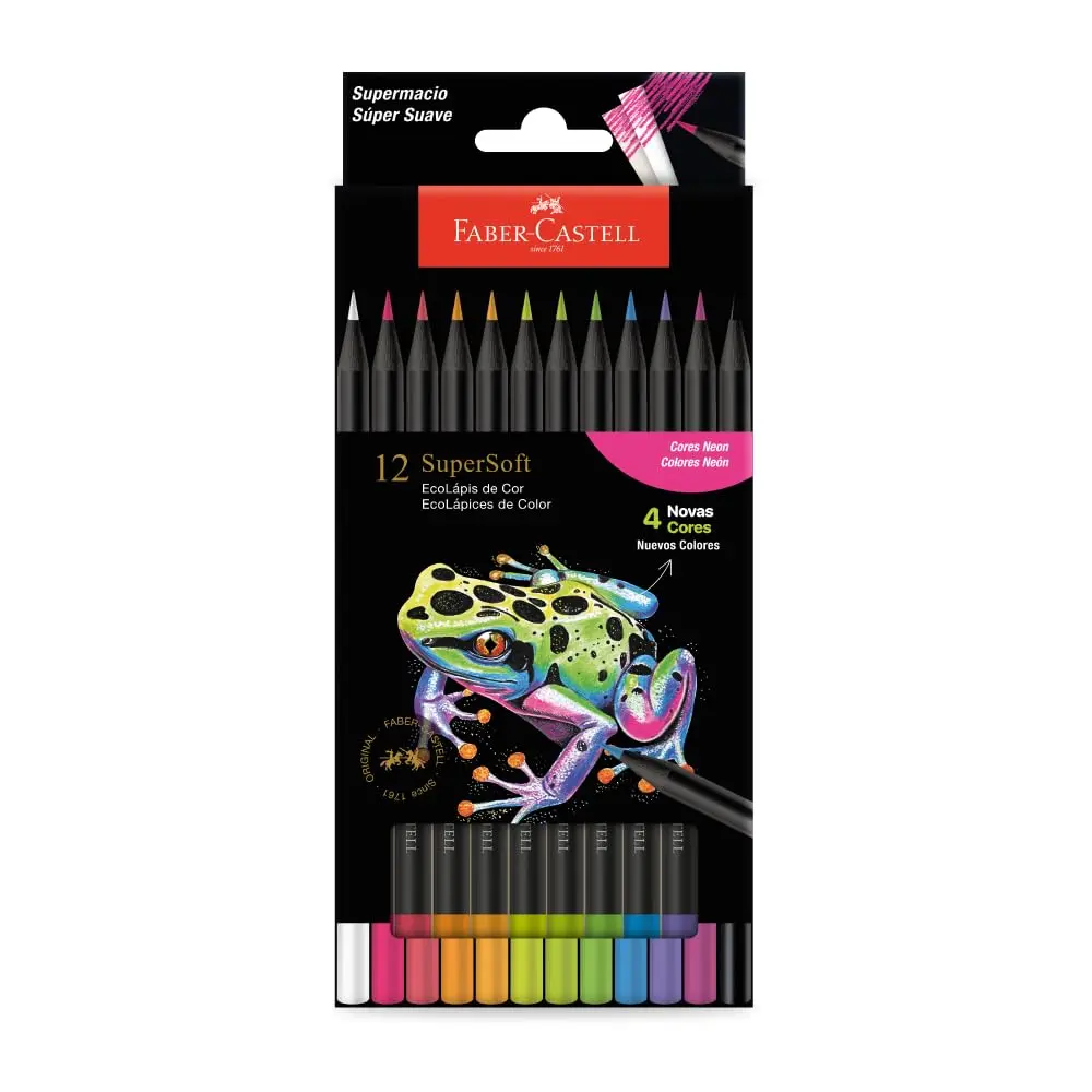 Lápis De Cor, Faber-Castell, Ecolápis Supersoft, 210744, 12 cores Neon - 1