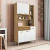 Cozinha Compacta Kits Paraná Golden com 6 Portas, 1 Gaveta e 1 Prateleira - 91cm de largura - Freijó/Patina - Freijo/Patina/Ripado - 1