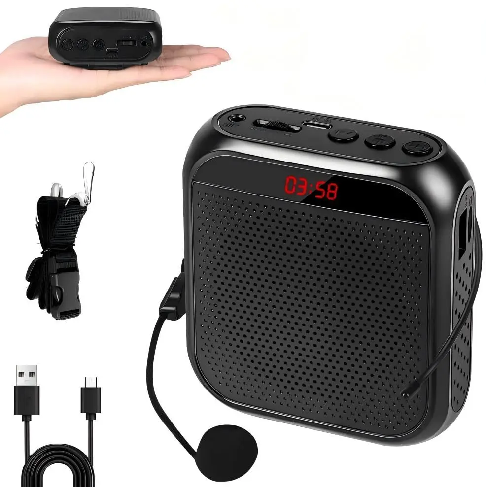 Professores de Amplificador de Voz, Sistema de PA Portátil com Fone de Ouvido de Microfone, Conjunto de Mini Amplificador de Voz Portátil, Microfone Professor