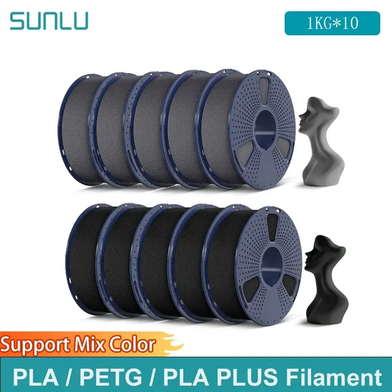 Filamento SUNLU 10KG 3D PLA/PETG/PLA PLUS/Transparente 1.75mm 10 Rolos 1KG Filamento 3D para Impressora 3D e Caneta 3D - 1