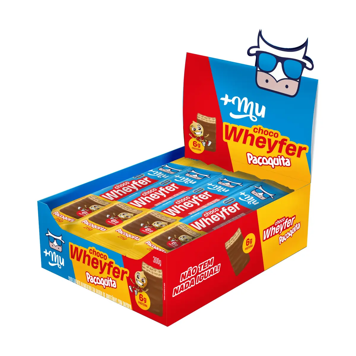 Wafer Proteico +Mu Chocowheyfer - Paçoquita - 12 unidades 25g | Com Paçoquita de Verdade, 6g de Proteína, Zero Açúcar, Crocante - 1