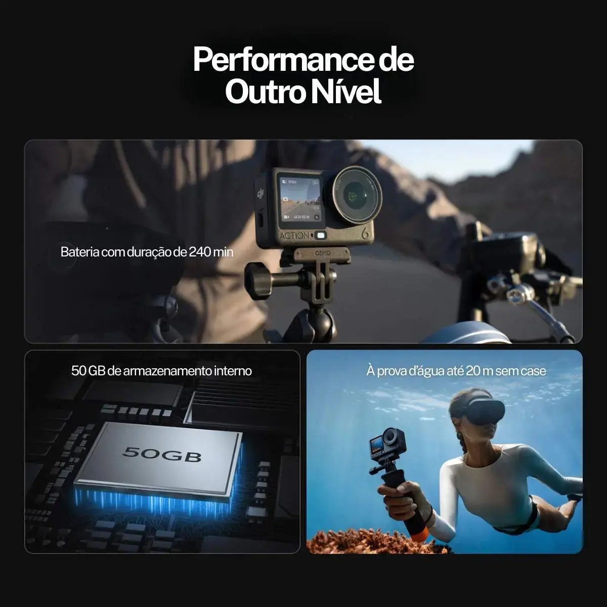 Câmera De Ação Dji Osmo Action 6 Adventure Combo 4k120/38mp Preto thumbnail 4