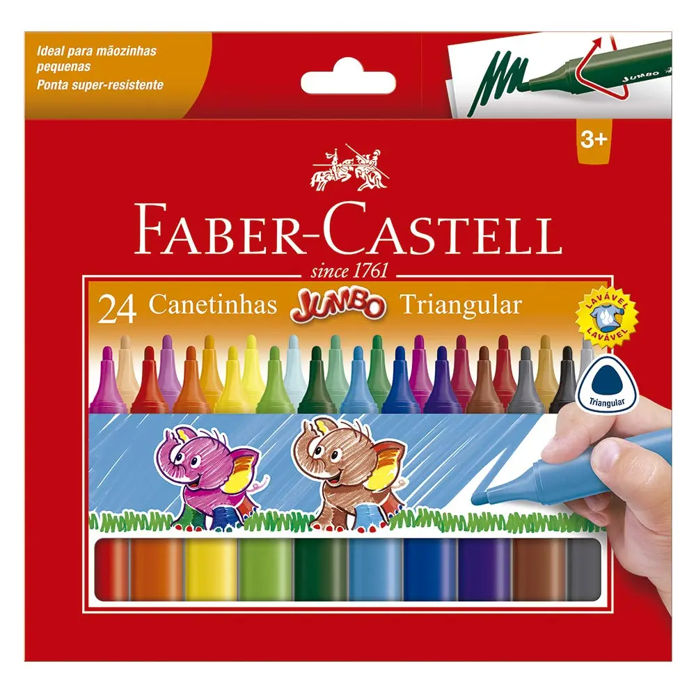 Canetinha Hidrográfica, Faber-Castell, Jumbo, 15.0224J, 24 Cores - 1