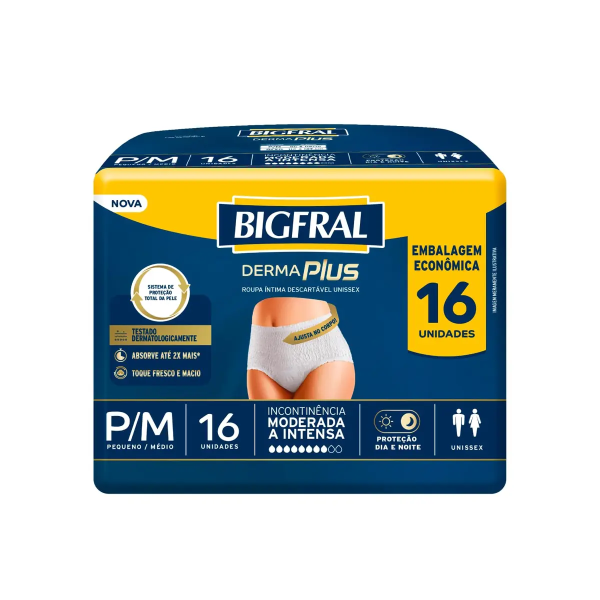 Roupa Íntima Bigfral Derma Plus P/M 16 Unidades - 1