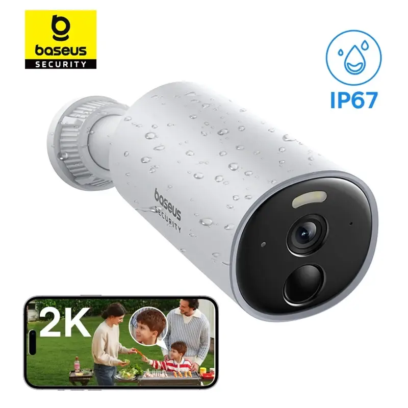 Baseus segurança b1 câmera ao ar livre 2k sem fio wifi sistema de proteção de segurança 24/7 gravação embutido 8gb armazenamento local