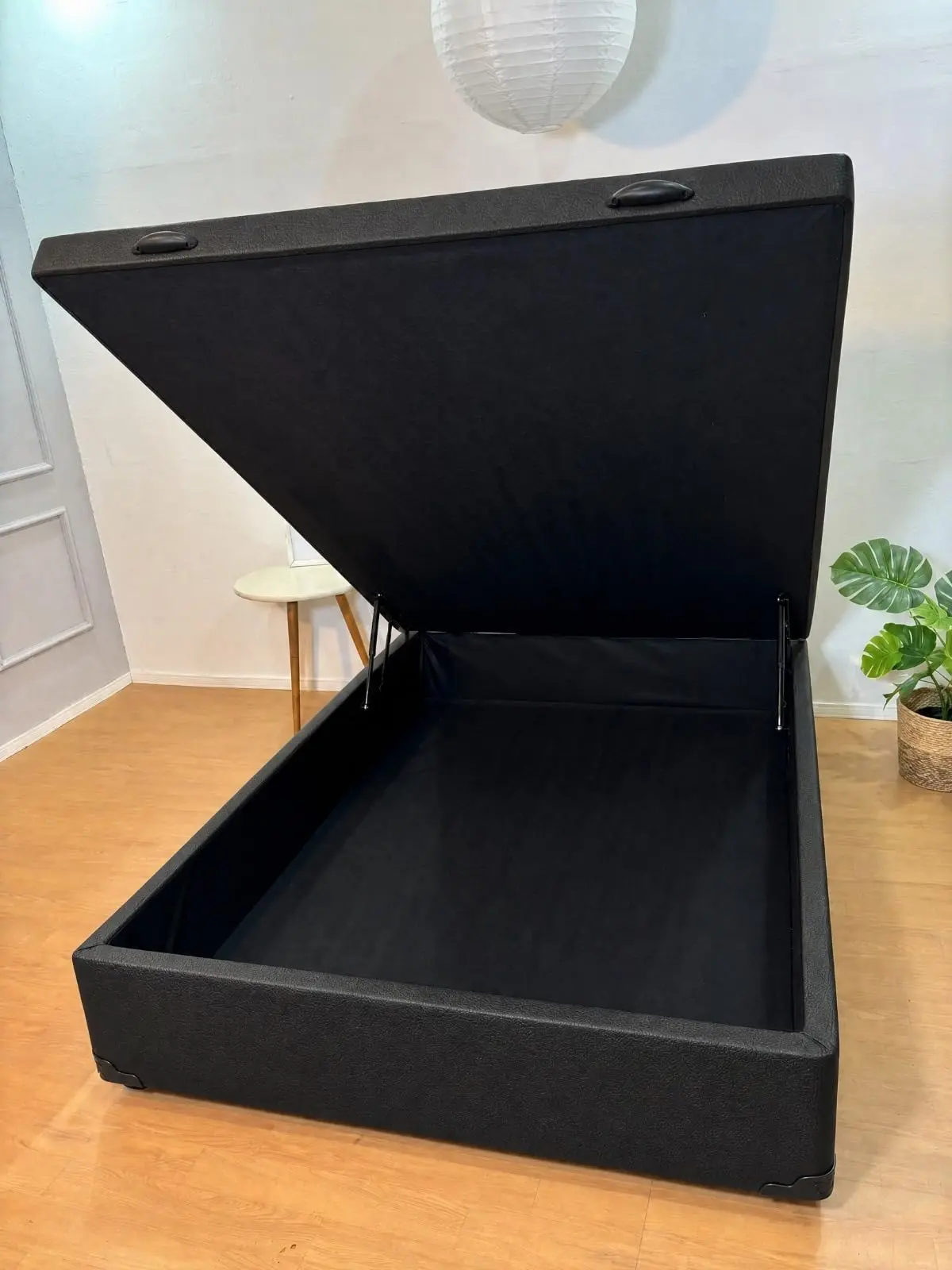 Cama Box Baú Viúva 128x188 Blindado (Courino Preto)