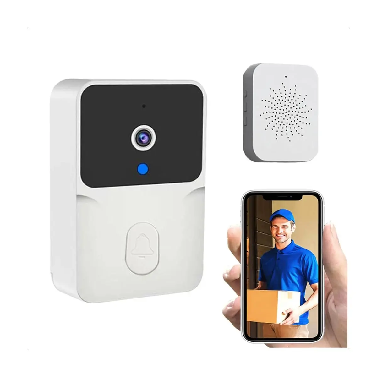 Campainha Inteligente Wi-Fi com Câmera HD Visão Noturna Áudio X9 | Monitoramento remoto, notificações no celular, áudio bidirecional e instalação sem fios