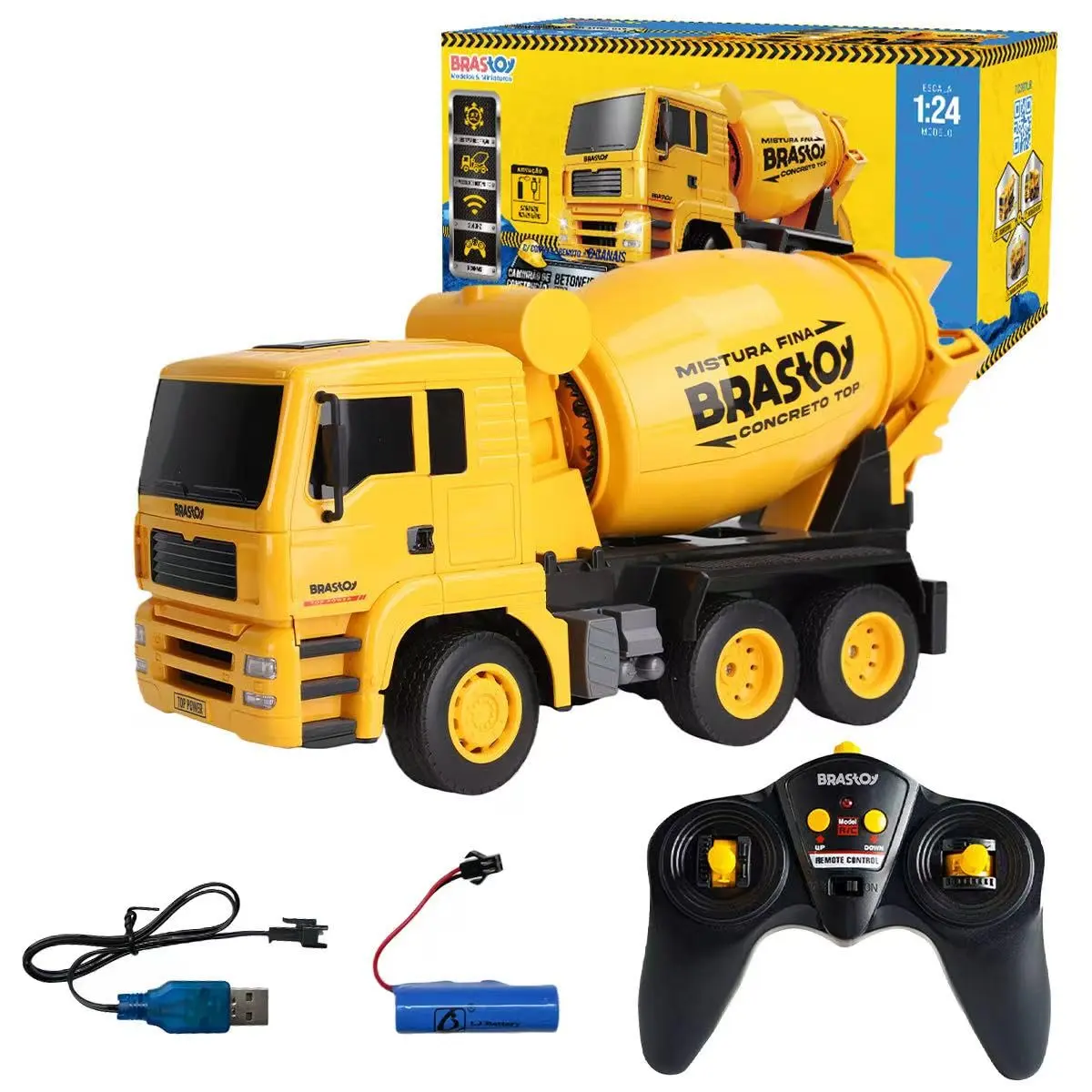 STEM Caminhão Betoneira de Controle Remoto | Veículo de Construção, Tambor Giratório, Para Crianças de 8 Anos, Brinquedo