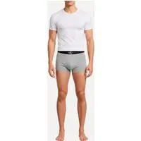 Cueca Calvin Klein Low Rise Trunk Cotton New Re Issue Blue Logo Cinza Mescla