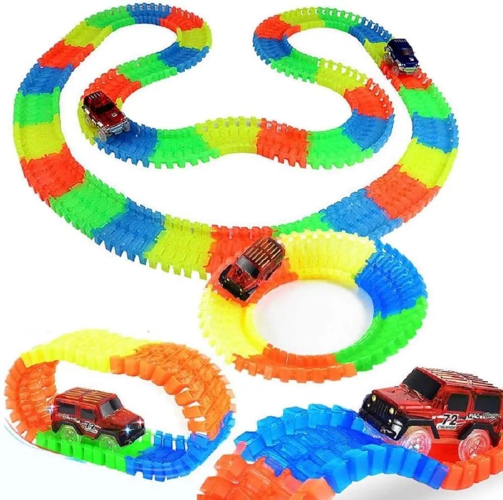 Carrinho com Pista Flexível e Modular - Trilha Maluca para Montar, Brinquedo Infantil Personalizável com Encaixe Rápido
