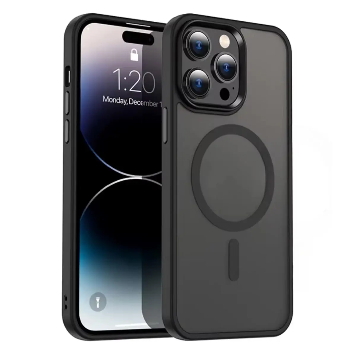 Capa Capinha Translucida Fosca Magnética Anti Impacto Premium Macia Protetora Compatível com iPhone (Preto, iPhone 15 Pro)