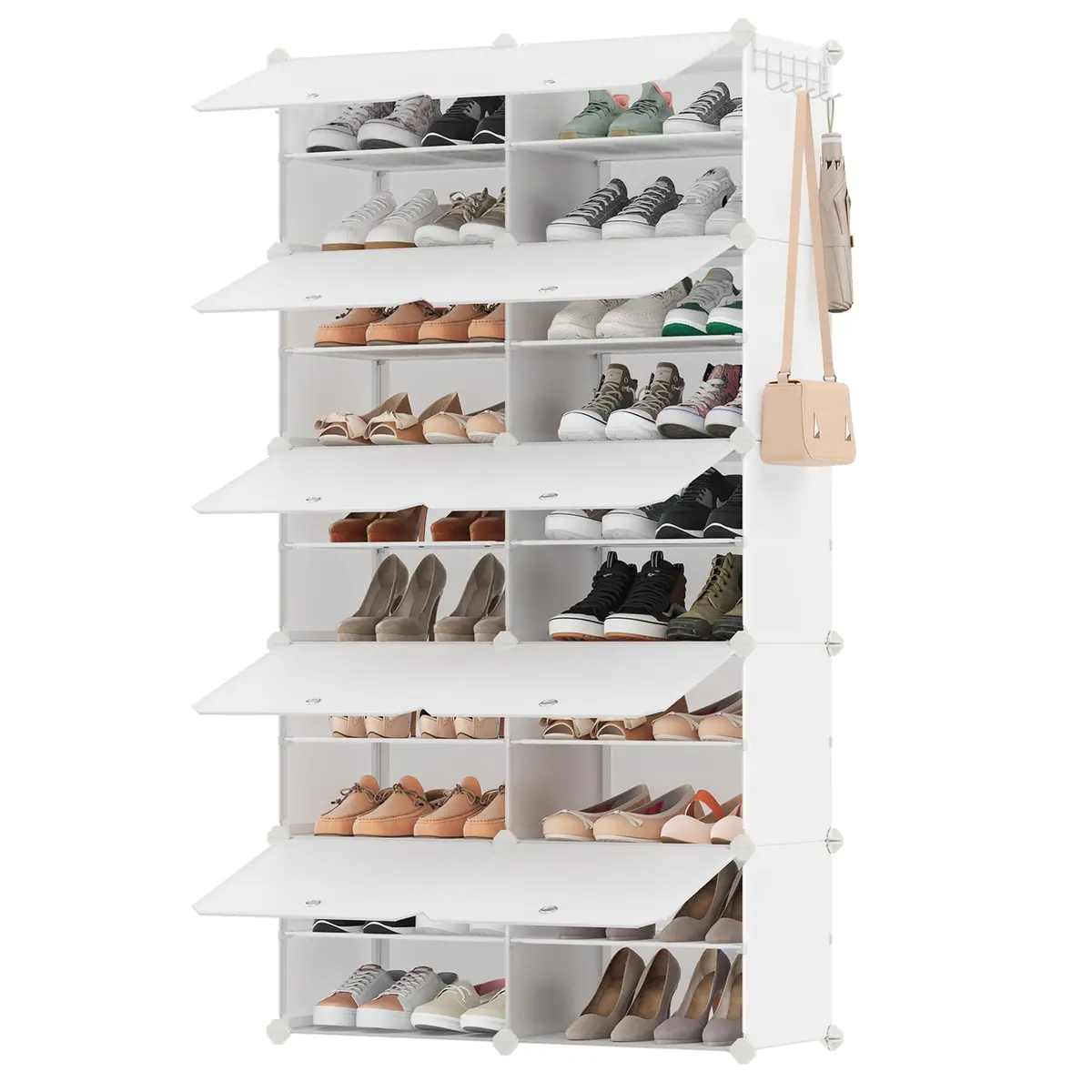 SONGMICS Sapateira armário de sapatos para guarda-roupa e entrada personalizável 10 compartimentos para até 40 pares de sapatos branco nuvem LPC035W02