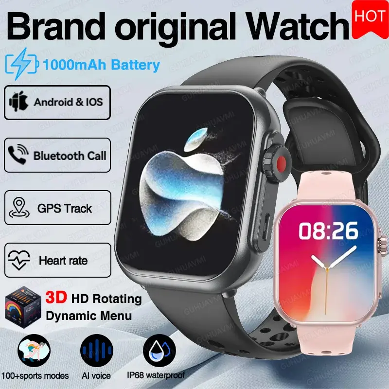 Para ios relógio ultra 2 se masculino feminino pulseira inteligente 1000mah bateria gps amoled display bluetooth chamada esporte à prova dwaterproof água relógio inteligente