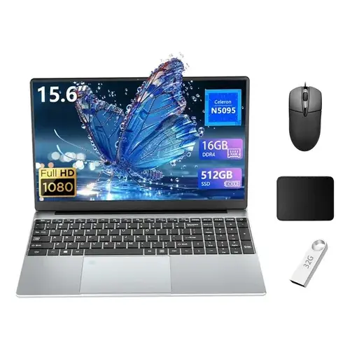 Notebook Gamer 15,6 Polegadas Intel N5095 (2025) - 16GB RAM + 512GB SSD, Live Streaming, Leve e Rápido - 1