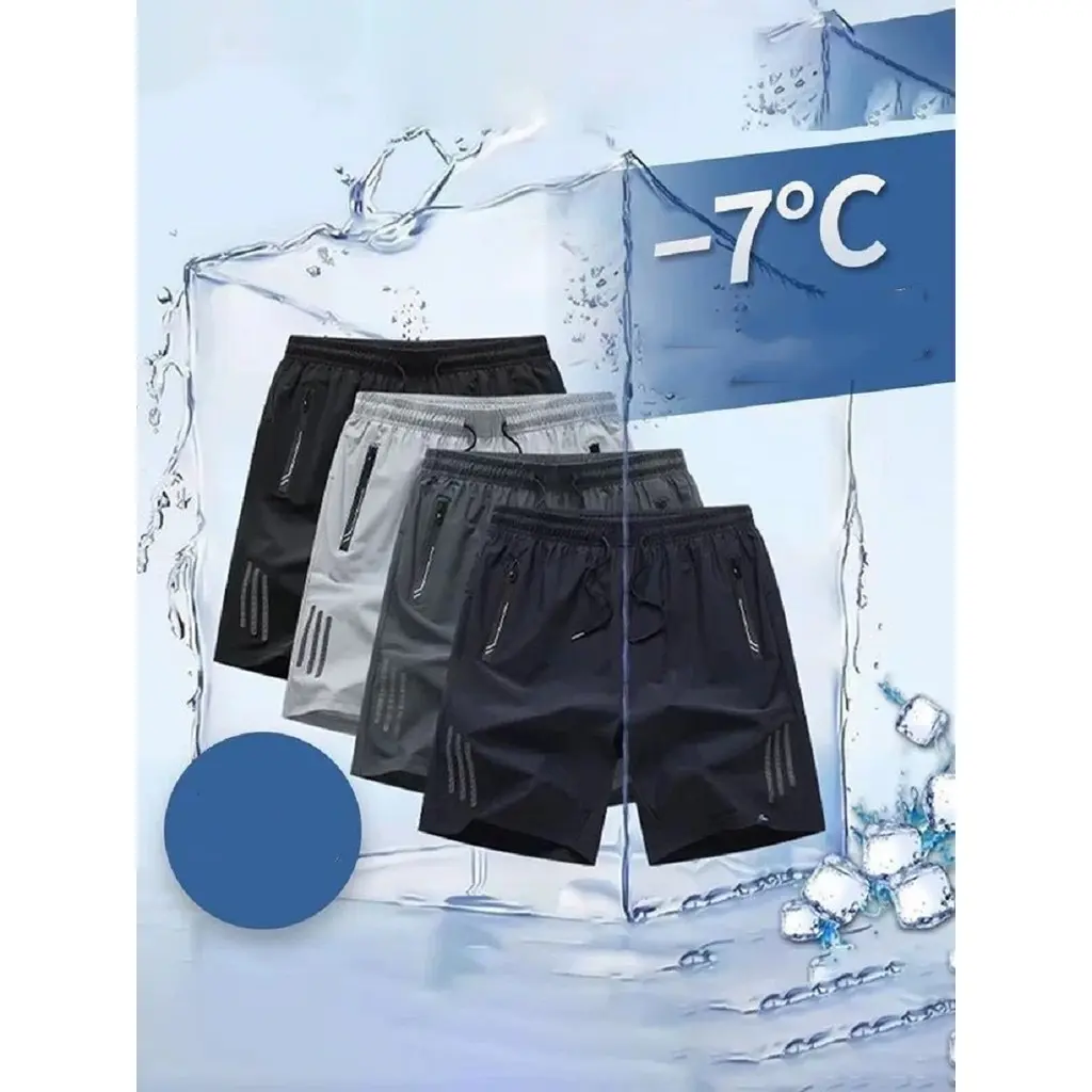 KIT 3 Bermuda Masculina Importada Seda Gelada Elastano Secagem Rápida Bolsos com Zíper - 1