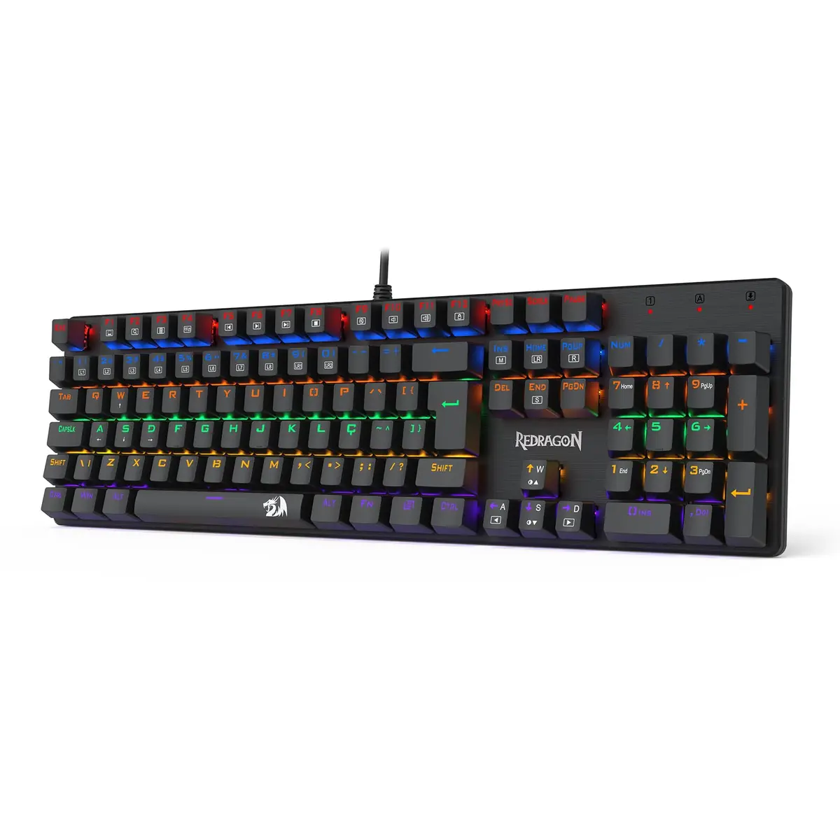 TECLADO MECÂNICO GAMER REDRAGON VALHEIM ILUMINAÇÃO RAINBOW PRETO SWITCH BROWN K608-R (PT-BROWN)