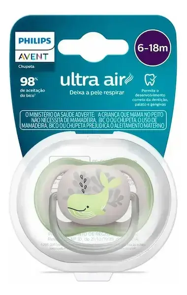 Chupeta Avent Ultra Air 6-18 Meses Verde/cinza Cor Verde E Cinza Período De Idade 6-18m