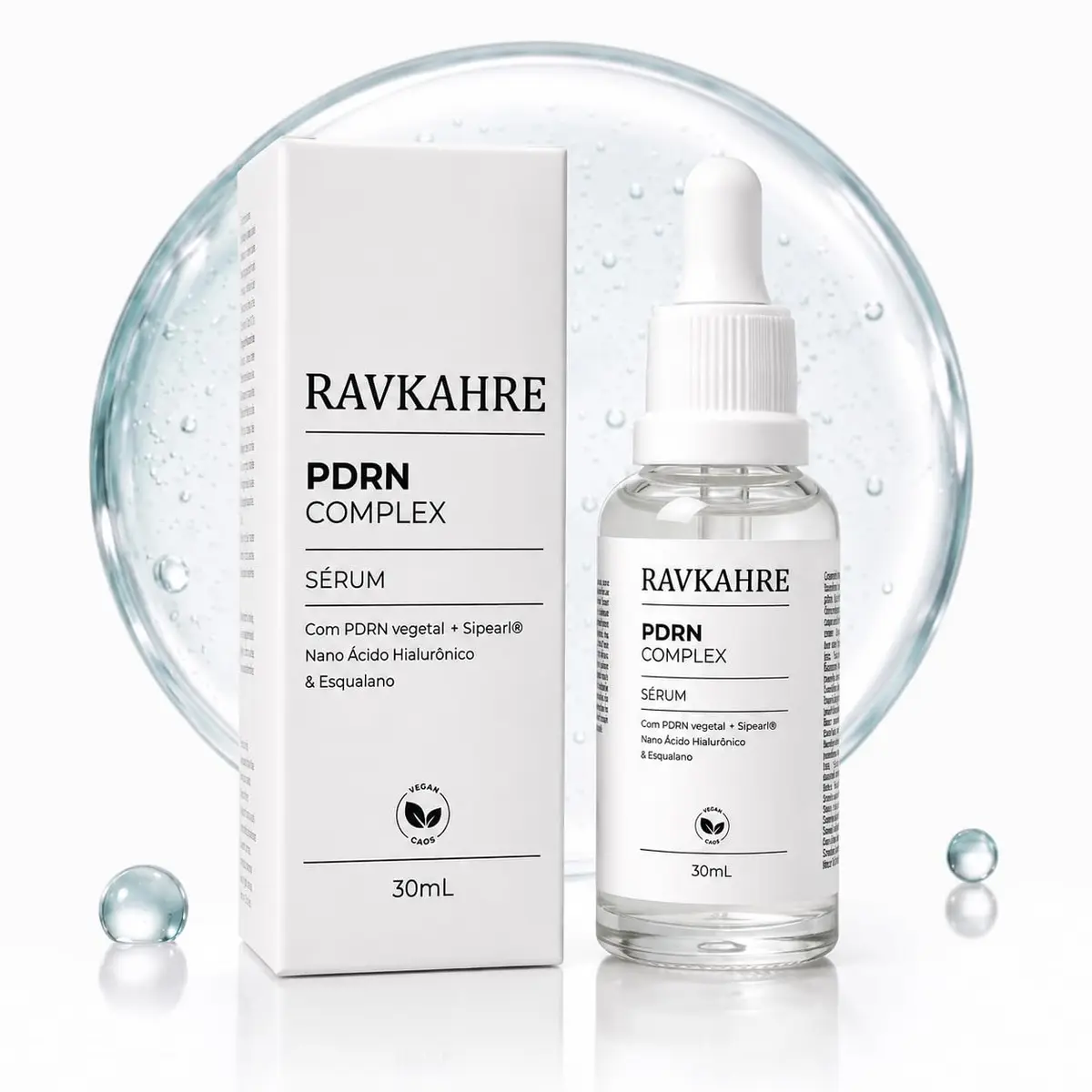 PDRN Complex Sérum 30 mL Glow + Silpearl + Nano Ácido Hialurônico + Esqualano - Ravkahre