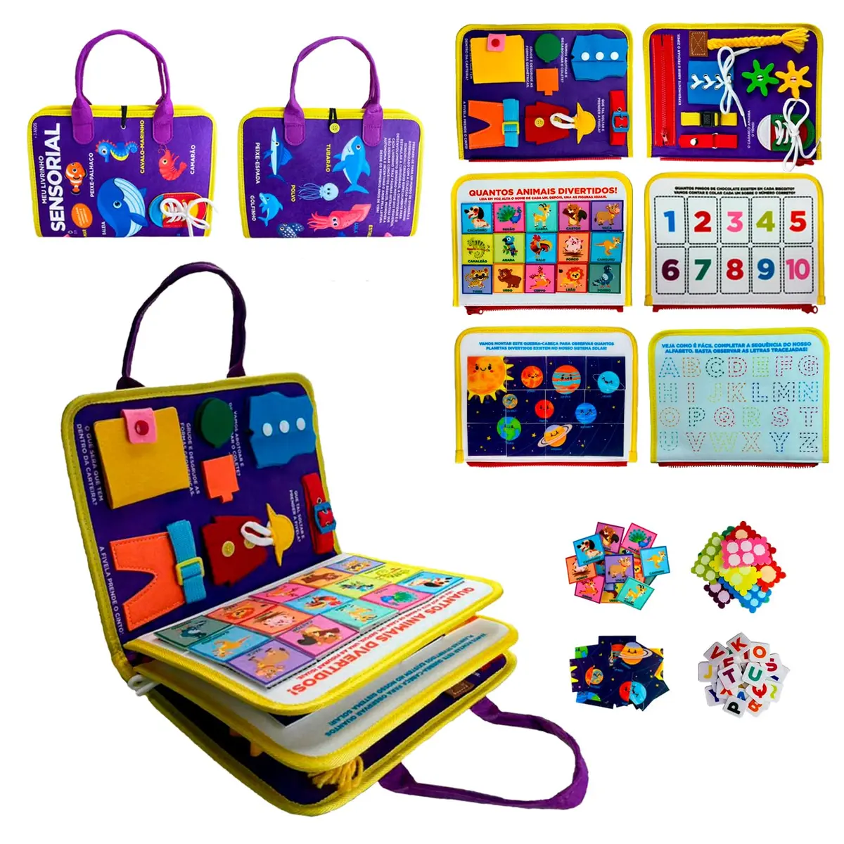 Livro Educativo Montessori: Meu Livrinho Sensorial Maleta Educativa - Fundo do Mar - 1
