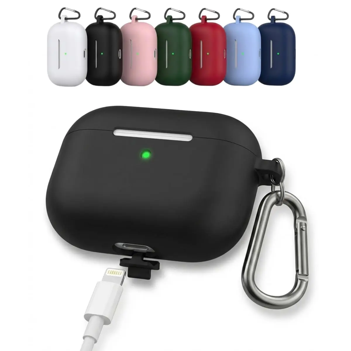Case Compatível com AirPods Pro 3 (2025) – Carregamento Sem Fio Sem Remover a Capa, Proteção Dupla Contra Quedas e Mosquetão Incluso (Preto) - 1