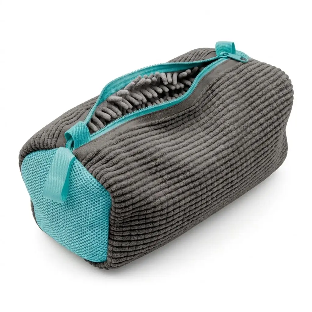 Saco para Lavar Tênis na Máquina, Microfibra Chenille, Zíper Reforçado, Proteção Antirrisco, Reutilizável (1, Cinza)