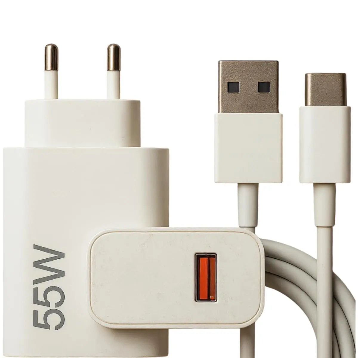 Carregador Turbo 55w USB-C com Cabo Tipo C 1 Metro, Fonte Bivolt 110v/220v, Carregamento Rápido Fast Charge, Compatível com Celular Android, iPhone, Tablet e Notebook