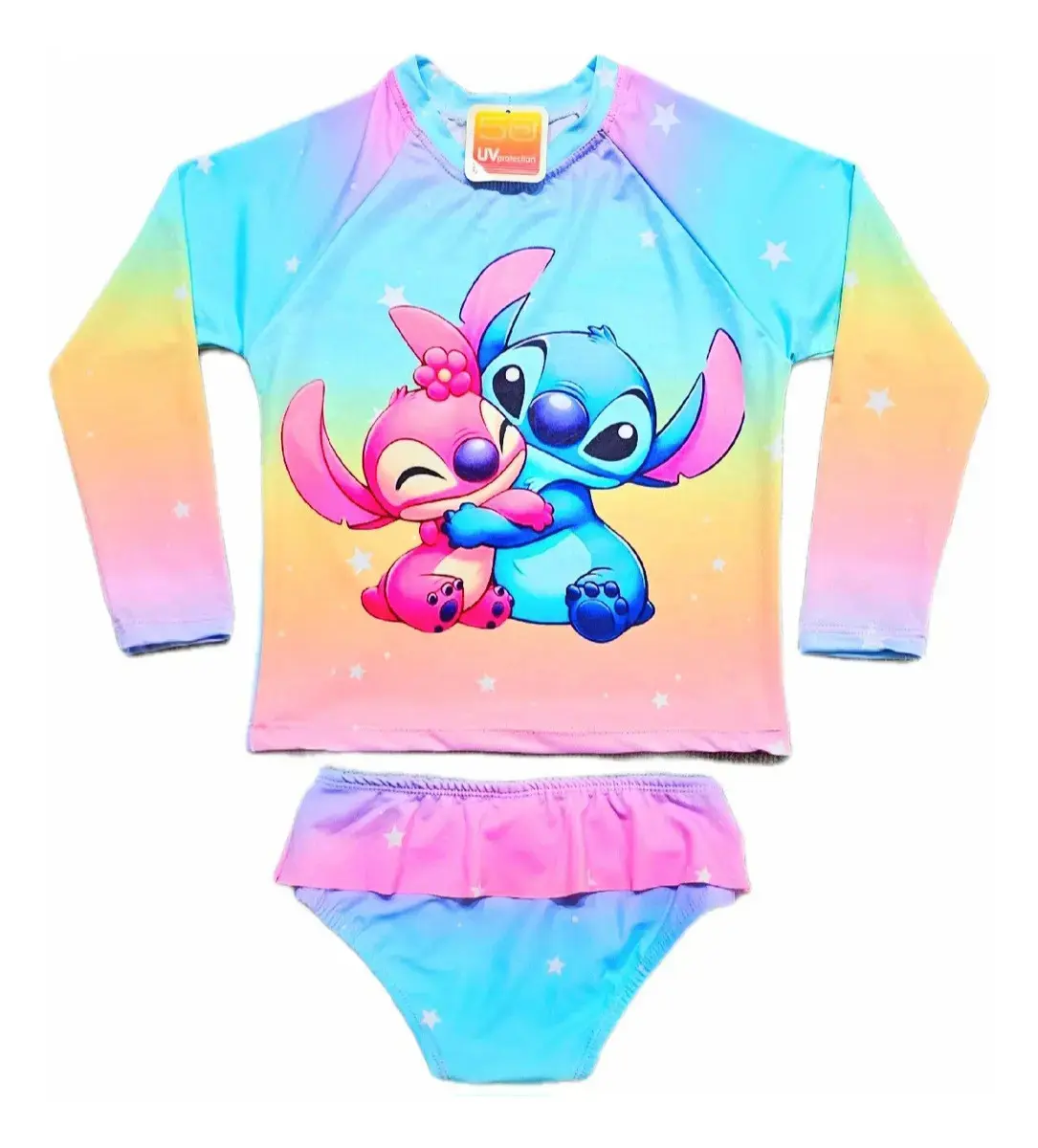 Blusa Uv Praia Piscina Biquíni Infantil Proteção Uv Menina Cor Rosa-claro Tamanho 12