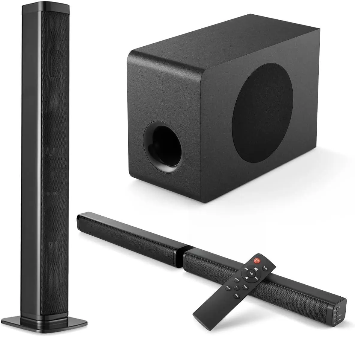 Soundbar 2.1 Canais 3D Subwoofer Incluso HDMI Bluetooth Home Theater | Som 3D Surround, Subwoofer Incluso, Design Desmontável, 80W RMS, HDMI+Bluetooth, Controle Remoto, Bivolt 110-220V