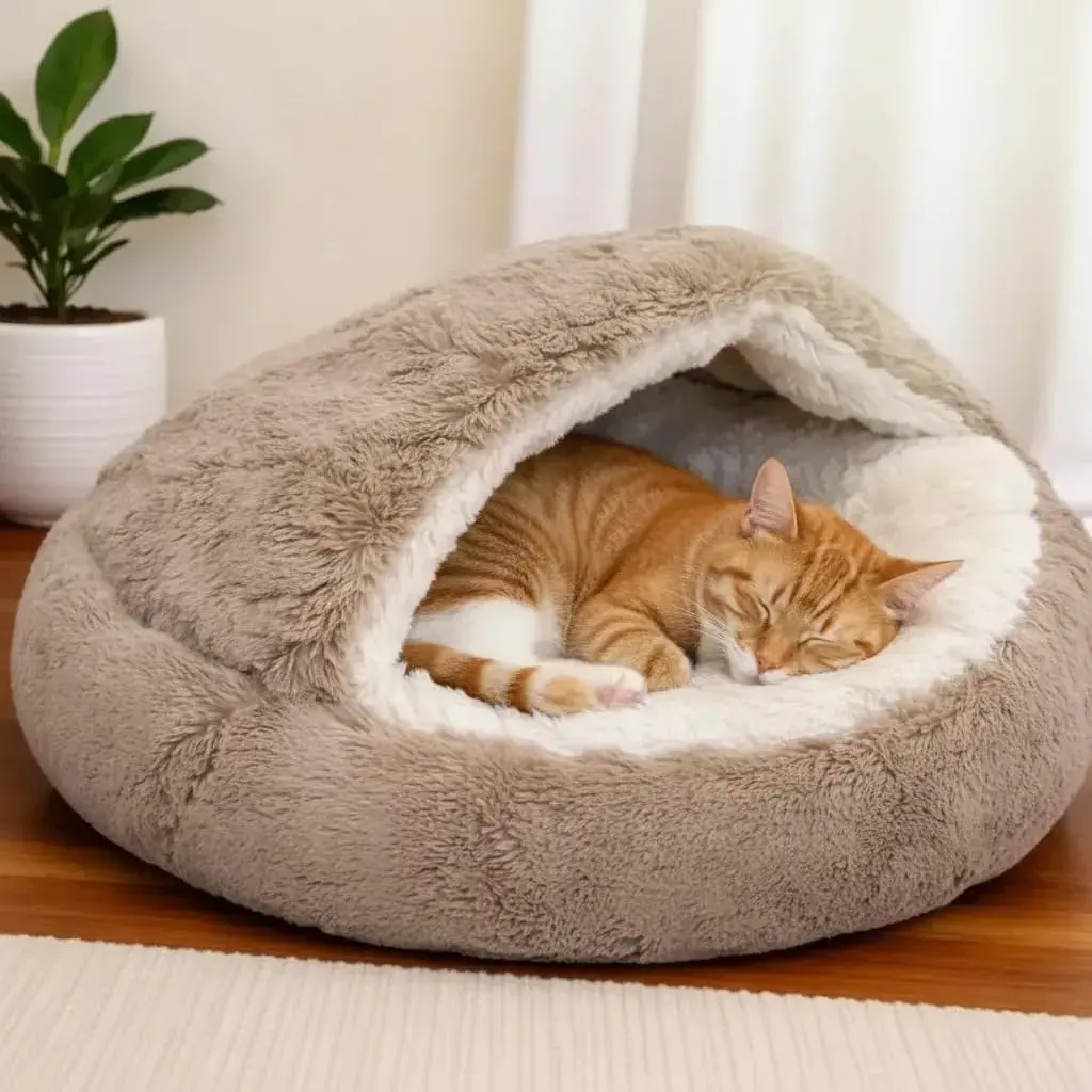CAMINHA PET NUVEM COBERTA FECHADA PLUSH TOCA CAMA DONUT 50CM M (CARAMELO) | MATERIAL ANTIALERGICO, PODE SER LAVADO NA MAQUINA, NÃO SOLTA PELOS, QUALIDADE PREMIUM