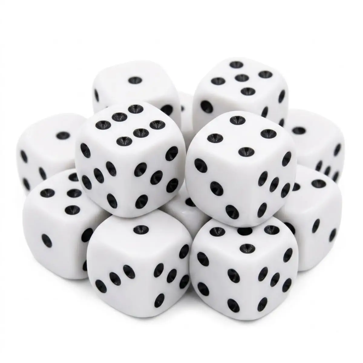 Mini Dados 6 Lados 1cm Branco com Preto, Plástico, Kit com 10 Unidades, para Jogos de Tabuleiro, Mesa e RPG (10)