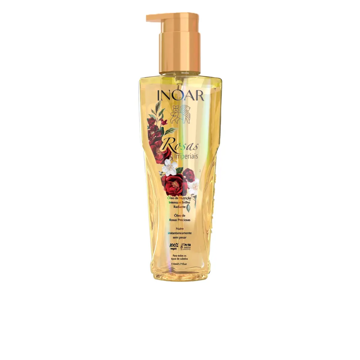 Inoar, Rosas Imperiais, Óleo Capilar, Nutrição Profunda e Frizz Controlado, Óleo de Macadâmia e Rosas, Para Todos os Tipos de Cabelo, 110ml - 1