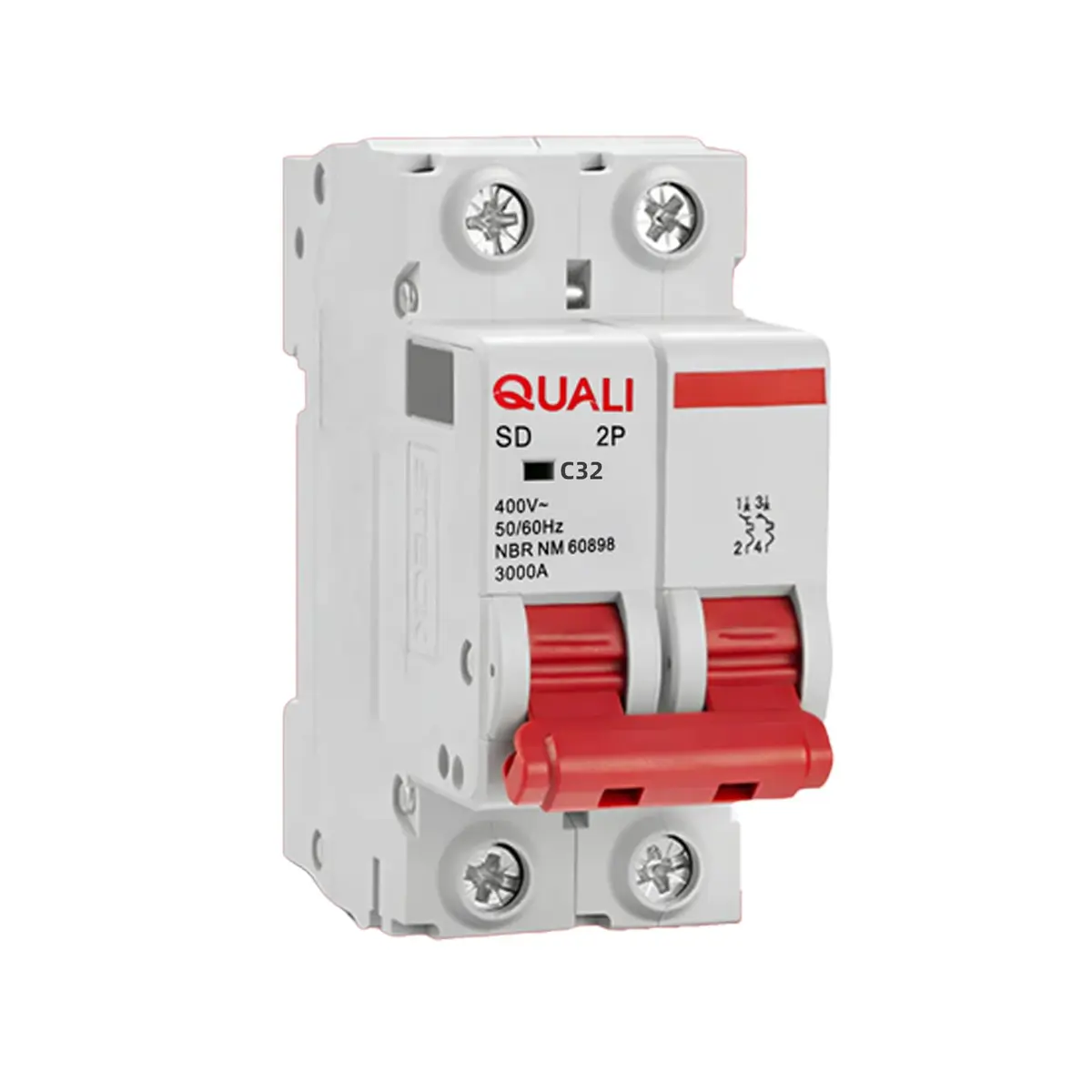 Disjuntor Bipolar 20A 32A 40A 50a Proteção para Quadros de Luz Casa e Comércio Componente para Instalações Elétricas (Curva C) (40, Amperes)