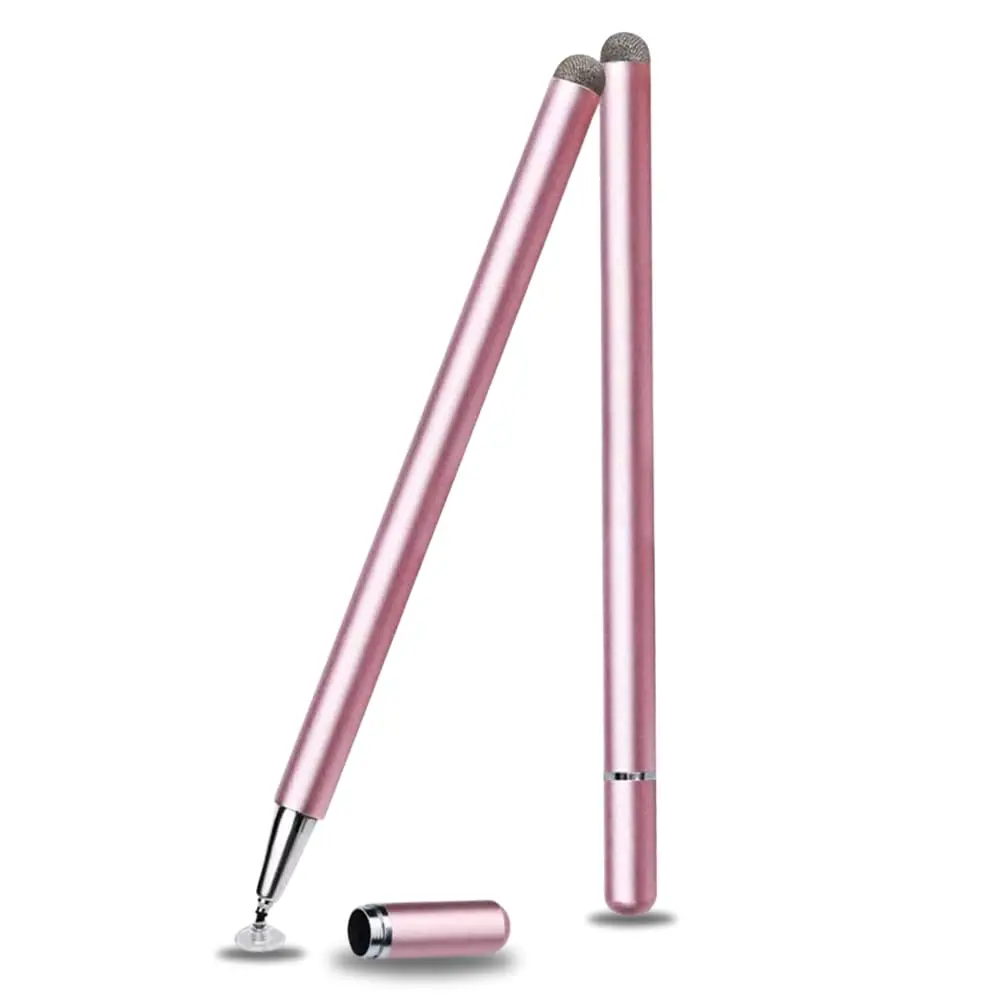 Caneta Stylus Capacitiva 2 em 1 Universal Para Telas Touch Tablets, smartphones e notebooks compatível com Apple, Samsung, Xiaomi, Motorola Sem Bateria, Sem Bluetooth Alta Precisão (ROSA)